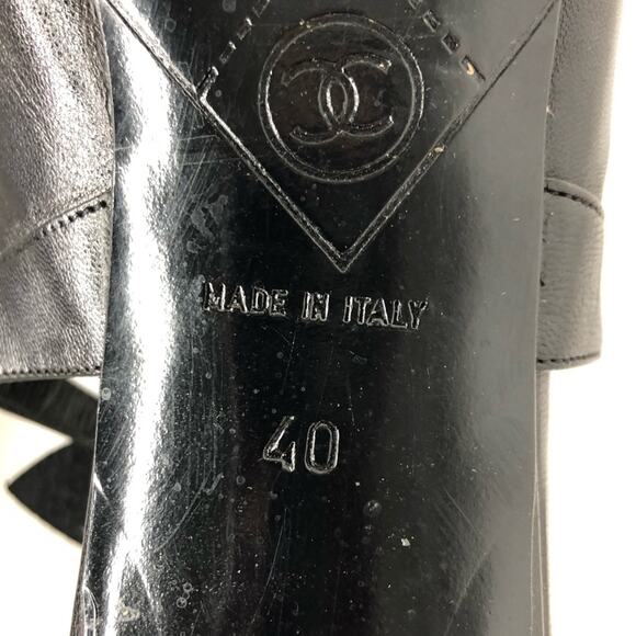 Chanel Retro Vintage CC Logo Camellia Slingback Ankle Strap Pointed Toe Pumps 40 - Picture 12 of 12